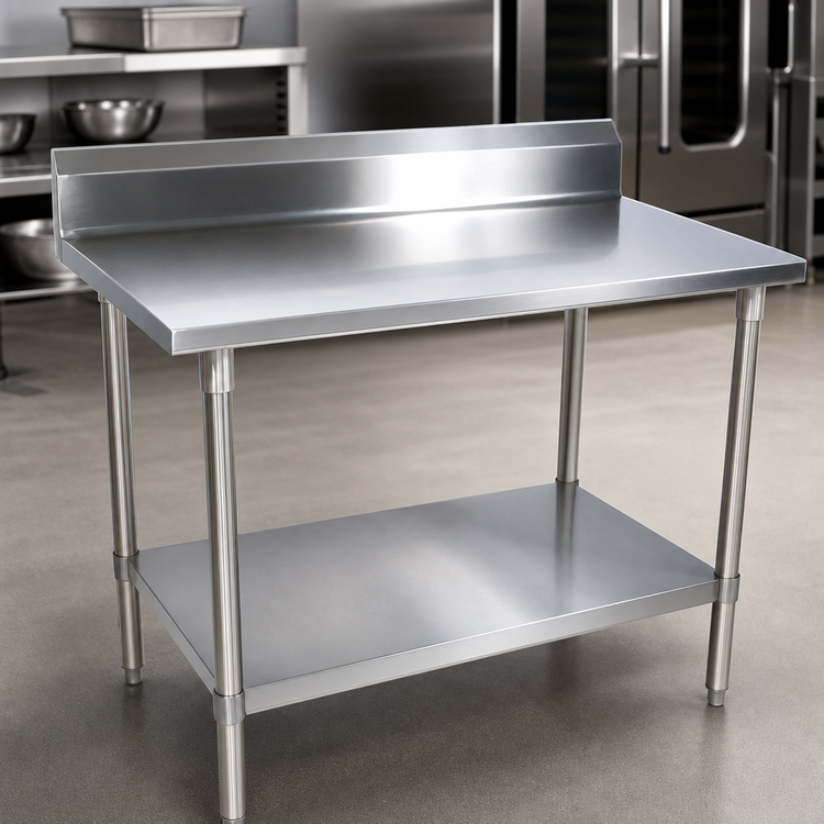 Product image #3 for BK Resources 72 x 30 Inch Stainless Steel 5 Inch Riser Work Table with Galvanized Undershelf