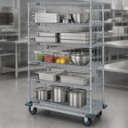 Thumbnail image #3 for Quantum MD1836C47RE-5 Mobile Chrome Wire Enclosure Cart with 5 Shelves, 36 x 18 x 81 Inches