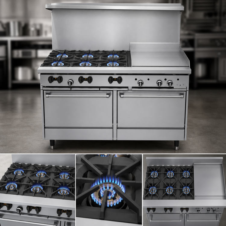 Product image #3 for Garland SunFire 60-Inch Gas Restaurant Range with 24-Inch Griddle, 6 Open Burners, and 2 Standard Ovens
