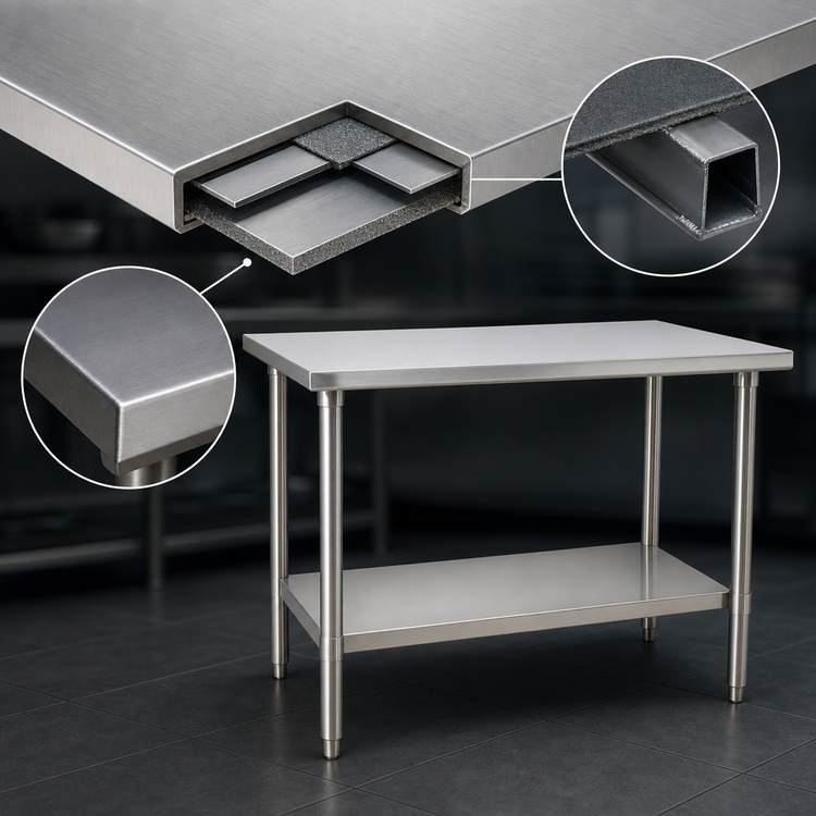 Product image #3 for Eagle Spec-Master 60-Inch x 36-Inch Flat Top Stainless Steel Work Table with Adjustable Undershelf