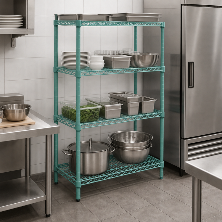 Product image #3 for EagleGard 4-Tier Wire Shelving Starter Unit, 24" x 24" x 74", Hybrid Epoxy Finish