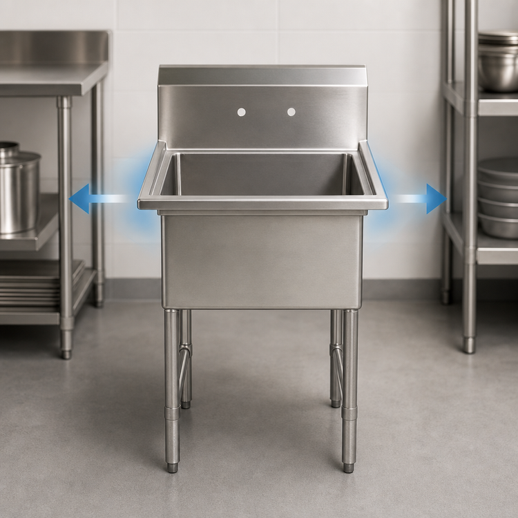 Product image #3 for BK Resources One Compartment No-Drainboard Stainless Steel Sink with 18 x 18 x 12-Inch Bowl and 9-Inch Backsplash