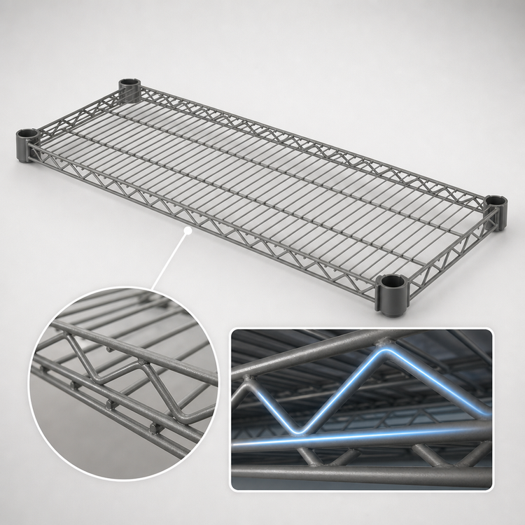 Product image #3 for Valu-Master Quad-Adjust Wire Shelf, 60"W x 24"D, Pewter Gray Epoxy