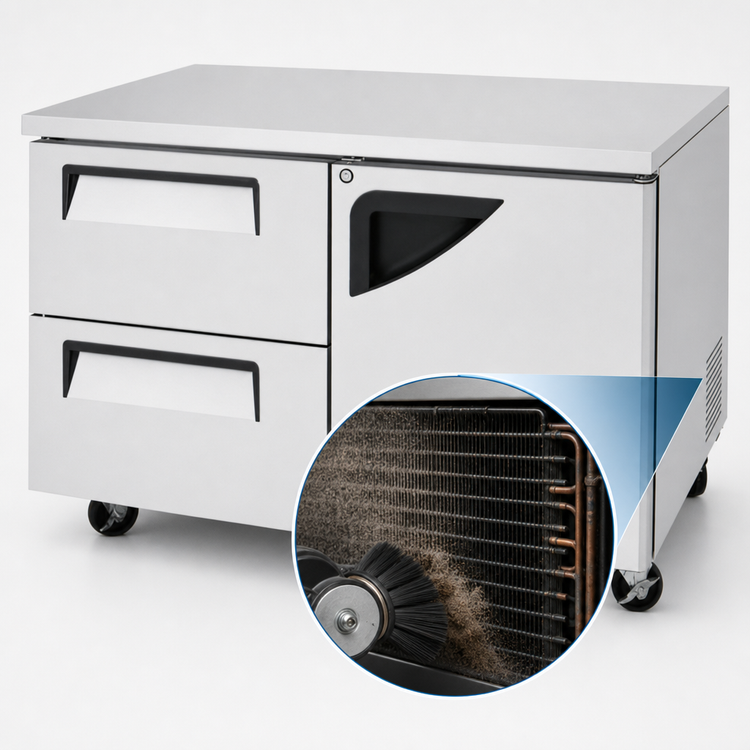 Product image #3 for Turbo Air Super Deluxe 48-Inch Two-Section Undercounter Freezer with 2 Drawers and Right-Hinged Door, 12.2 Cu. Ft.