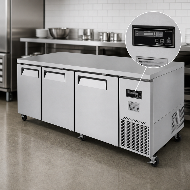 Product image #3 for Turbo Air J Series Extra-Deep Three-Section Side Mount Undercounter Freezer, 93-Inch Wide, 30 Cu. Ft.