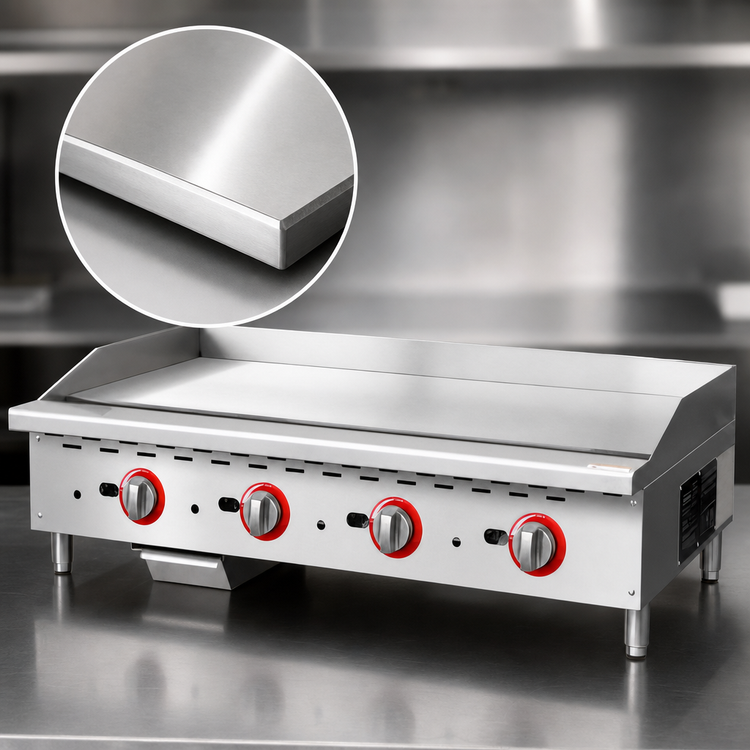 Product image #3 for Omcan 48-Inch Countertop Natural Gas Griddle with Thermostatic Controls and 1-Inch Polished Steel Plate