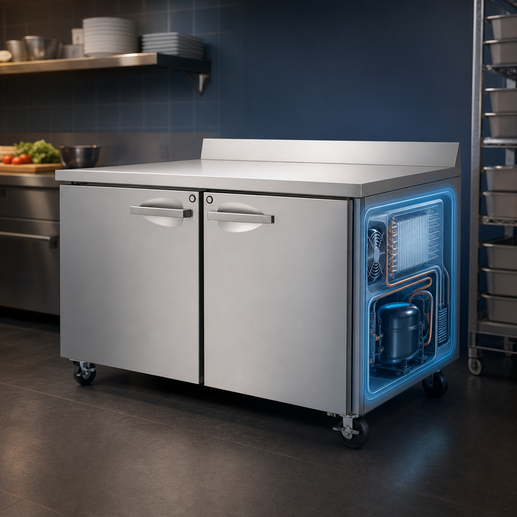 Product image #3 for Turbo Air PRO Series Two-Section Worktop Freezer with Solid Doors, 15.5 Cu. Ft., 60-1/4 Inch Wide