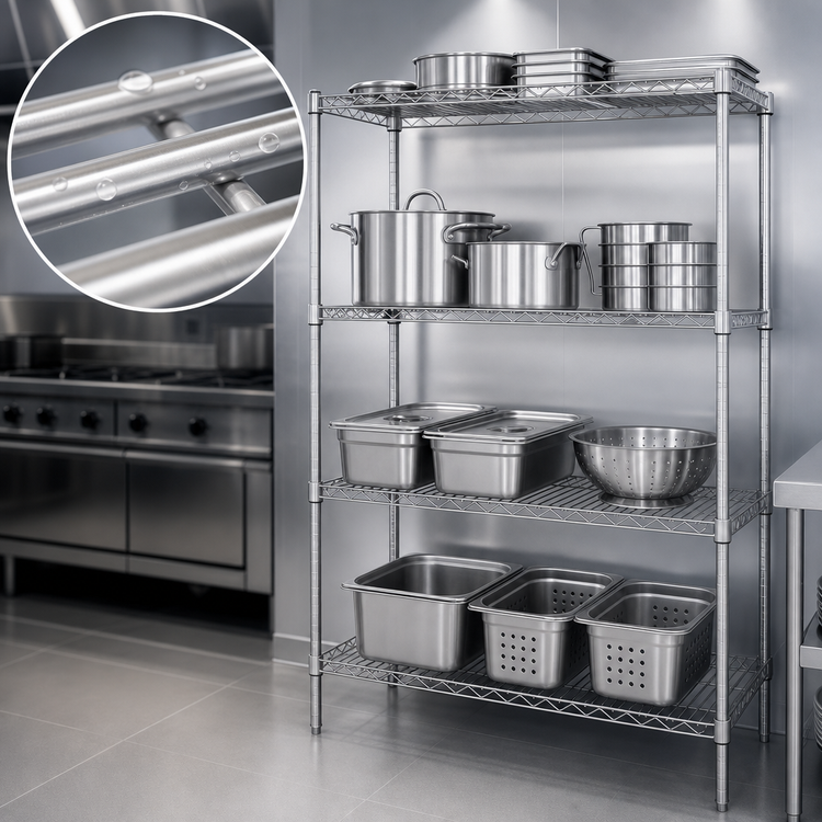 Product image #3 for Quantum WR86-1442S 42 Inches W x 12 Inches D x 86 Inches H 304 Stainless Steel Wire Shelving Starter Kit (4 Shelves, 600 - 800 lb Capacity)
