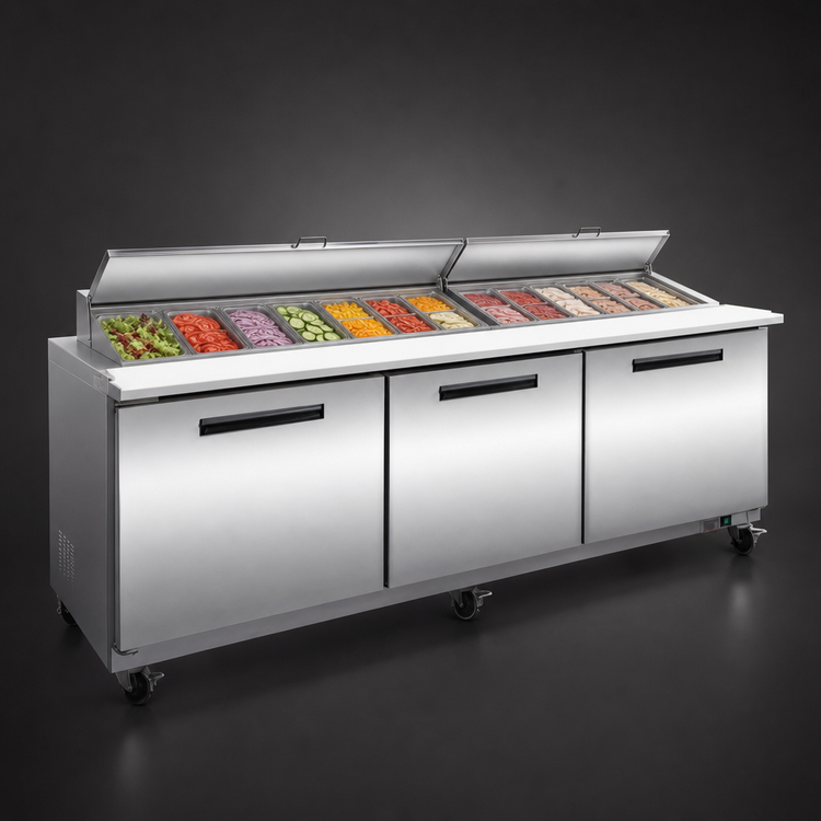 Product image #3 for Maxx Cold X-Series 72-Inch Megatop Sandwich & Salad Prep Table with 3 Doors and 30-Pan Top