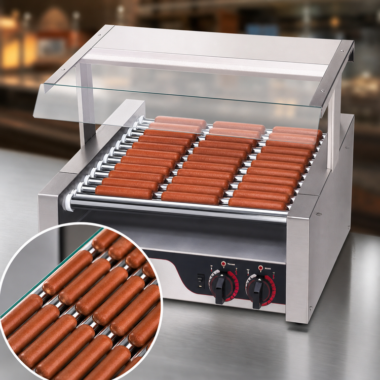 Product image #3 for APW Wyott X*PERT HR-20S Slanted Surface Roller Hot Dog Grill with 10 Chrome Rollers