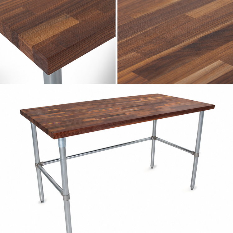 Product image #3 for John Boos 48-Inch x 24-Inch American Black Walnut Wood Top Work Table with Galvanized Legs