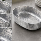 Thumbnail image #3 for American Metalcraft ABHS69 48 oz Oval Hammered Aluminum Entrée Basket, Silver Case of 24
