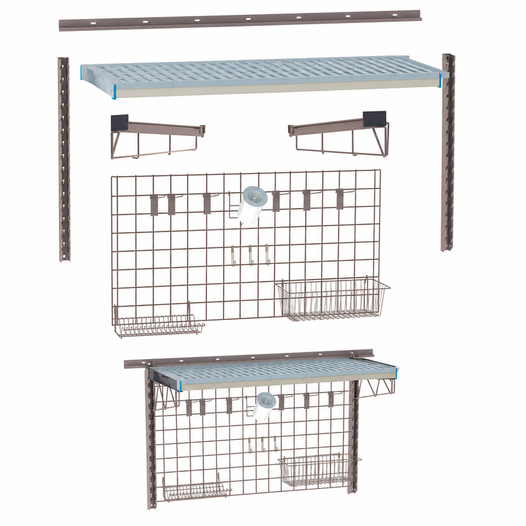 Product image #3 for Metro SmartWall Complete One-Shelf Wall-Mounted Sink Shelf Starter Kit, Metroseal Gray