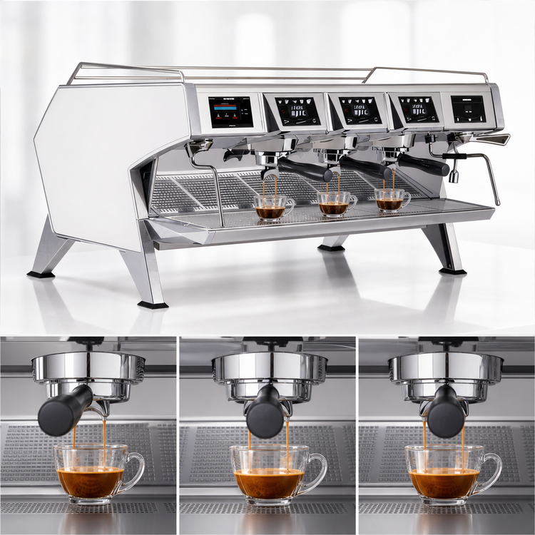 Product image #3 for UNIC Epic 3 White 3-Group Automatic Commercial Espresso Machine with 14.3-Liter Boiler