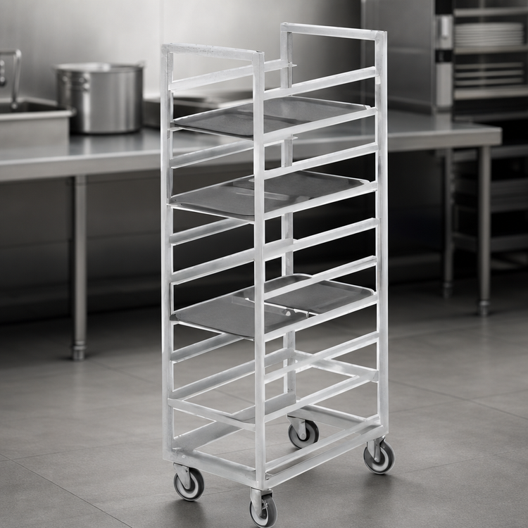 Product image #3 for Channel Manufacturing 437A Standard Series Aluminum Single-Section Cafeteria Tray Rack with Casters, 70 Inch H, 40 Tray Capacity