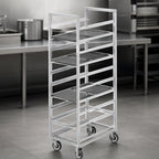 Thumbnail image #3 for Channel Manufacturing 437A Aluminum End-Load Cafeteria Tray Rack, 40-Tray Capacity, 14 x 18 Inch Trays, 3 Inch Spacing, Casters