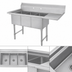 Thumbnail image #3 for Heavy-Duty Three-Compartment Stainless Steel Convenience/Deli Sink with Right Drainboard, 44.5 x 19.5 x 41 Inches