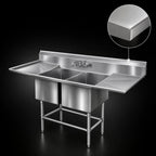 Thumbnail image #3 for Eagle Group Spec-Master FN2840-2-18R-14/3 Two-Compartment Stainless Steel Sink, 14-Gauge, 18-Inch Right Drainboard, 9-1/2-Inch Backsplash