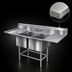 Thumbnail image #3 for Eagle Group Spec-Master FN Series Coved Corner Two-Compartment Stainless Steel Sink with 18-Inch Right Drainboard, 63-1/2 Inch Wide
