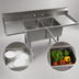 Thumbnail image #3 for Klinger's Trading 68-Inch Economy 2-Compartment Stainless Steel Sink with Dual Drainboards