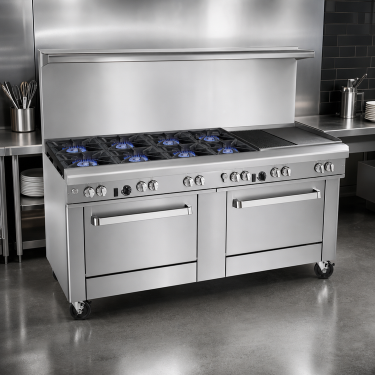 Product image #3 for Southbend Ultimate 72-Inch Commercial Gas Restaurant Range with 6 Non-Clog Burners, 36-Inch Charbroiler, and 2 Standard Ovens
