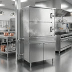 Thumbnail image #2 for Crown DCX-16 Two Compartment Direct Steam Convection Steamer with 36" Cabinet Base