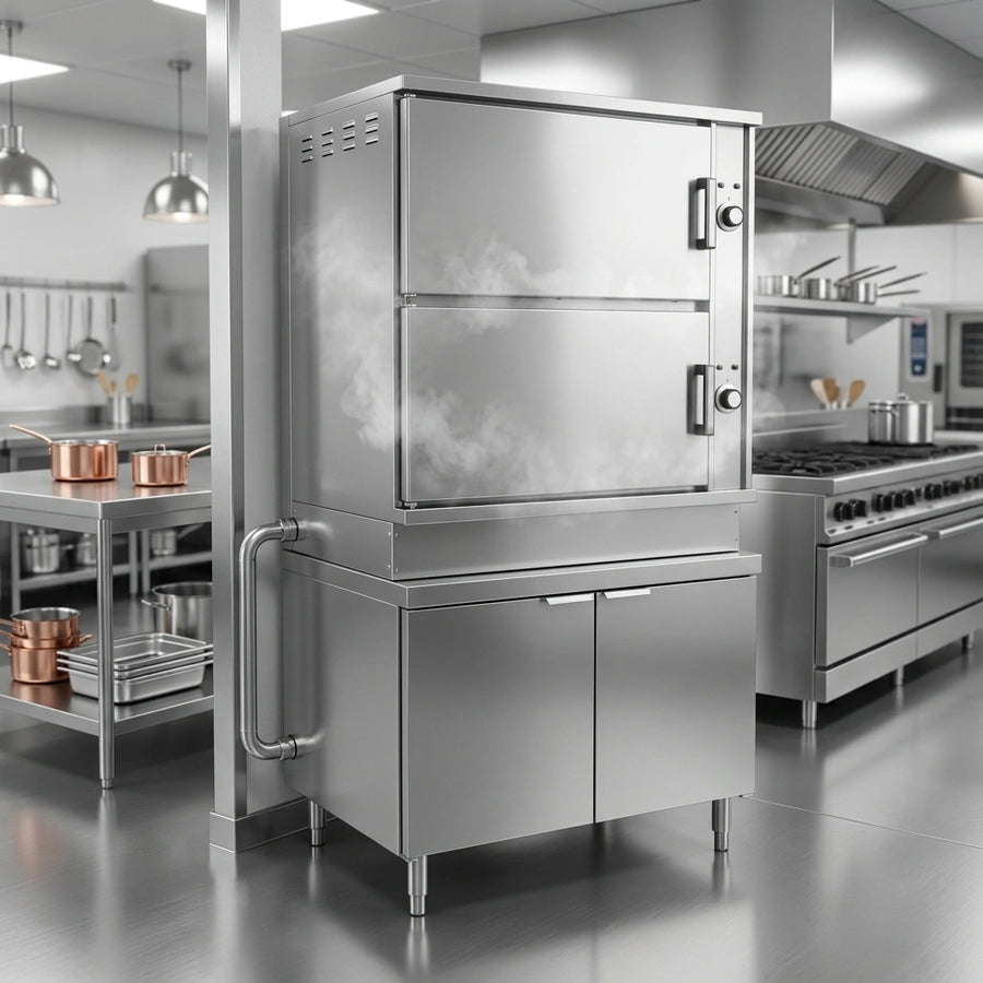 Experience the efficient and consistent cooking provided by the Crown DCX-16 steamer's direct steam operation.