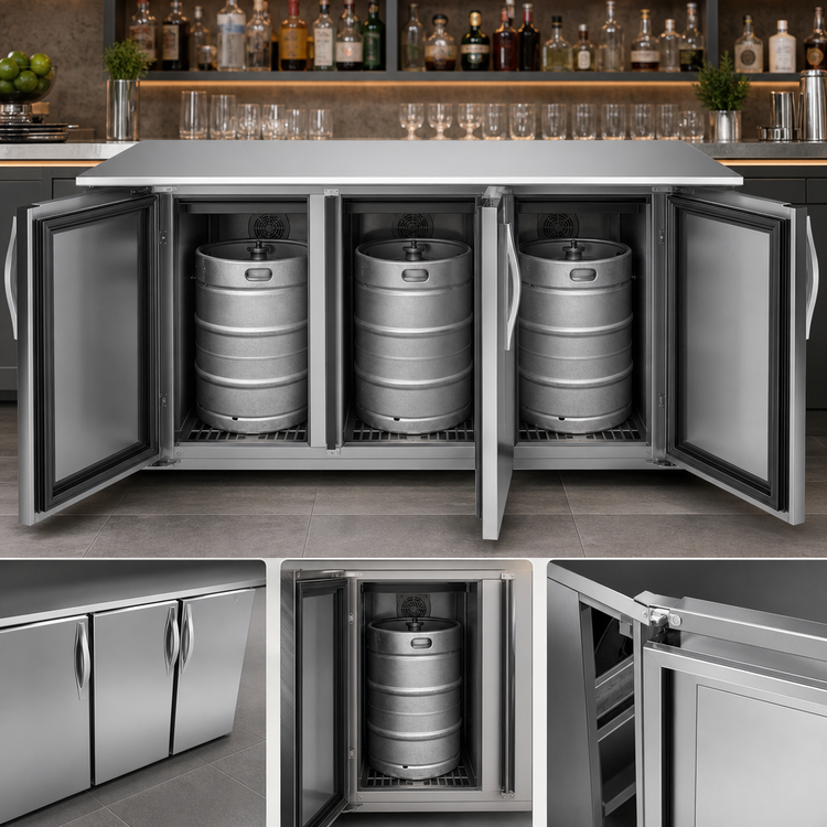 Product image #3 for Beverage Air BB72HC-S 72-Inch Three-Section Solid Door Back Bar Refrigerator