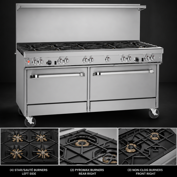 Product image #3 for Southbend Ultimate 60-Inch Gas Restaurant Range with 9 Open Burners and 2 Standard Ovens