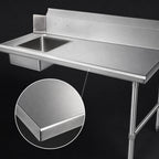 Thumbnail image #3 for Steel Works Stainless SWSDT-60R 60" Right-to-Left Soiled Dish Table, 20 x 20 x 5" Pre-Rinse Bowl, 16-Gauge 304 Stainless Steel, 9" Splash