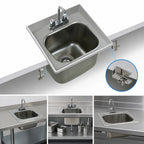Thumbnail image #3 for Eagle Group SR14-12-9.5-1 Self-Rimming Drop-In Sink with Gooseneck Faucet, One-Compartment, 14 x 12 x 9-1/2 Inch Bowl