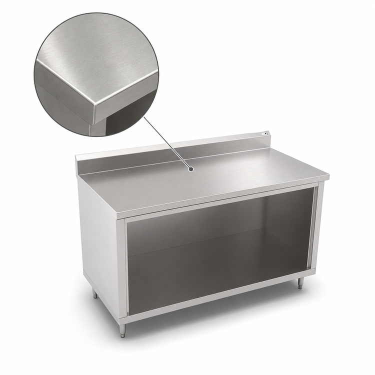 Product image #3 for John Boos Stainless Steel Cabinet Base Work Table with Open Front, 48 x 24 Inch, 5 Inch Backsplash