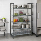 Thumbnail image #3 for Cambro Camshelving® Basics Plus CBU246064V5580 5-Tier Stationary Louvered Polymer Shelving Starter Unit, 60"W x 24"D x 64"H, Brushed Graphite