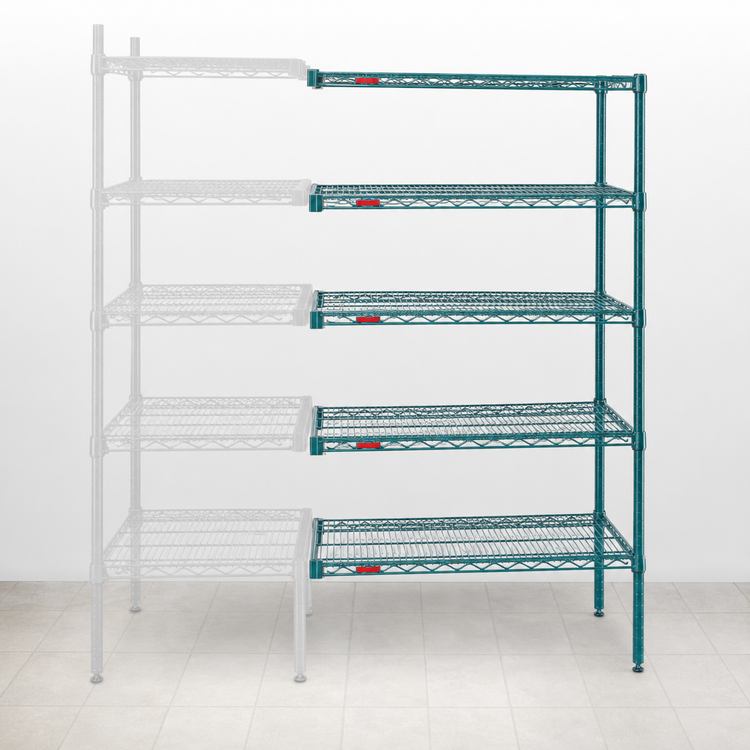 Product image #3 for Eagle Group Valu-Gard 5-Tier Add-On Wire Shelving Unit, 24 x 21 x 86 Inches, Green Epoxy