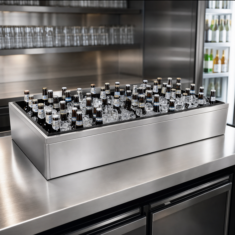 Product image #3 for Glastender Back Bar Ice Display Unit for Bottled Beverages, 54 Inch W x 12 Inch D, Stainless Steel