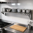 Thumbnail image #3 for Eagle Group CLHDWS-2196 Heavy-Duty Wall-Mounted Stainless Steel Shelf, 96" W x 21" D, 1-1/2" Square Tubing, 3 Brackets
