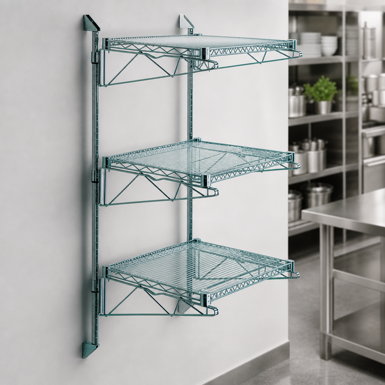 Product image #3 for Quantum Wall-Mounted Cantilever Starter Shelving Unit with 3 Wire Shelves