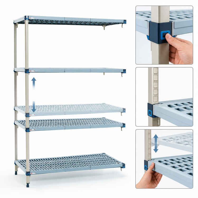 Product image #3 for MetroMax Q 4-Shelf Polymer/Wire Add-On Shelving Unit, 48"W x 21"D x 63"H