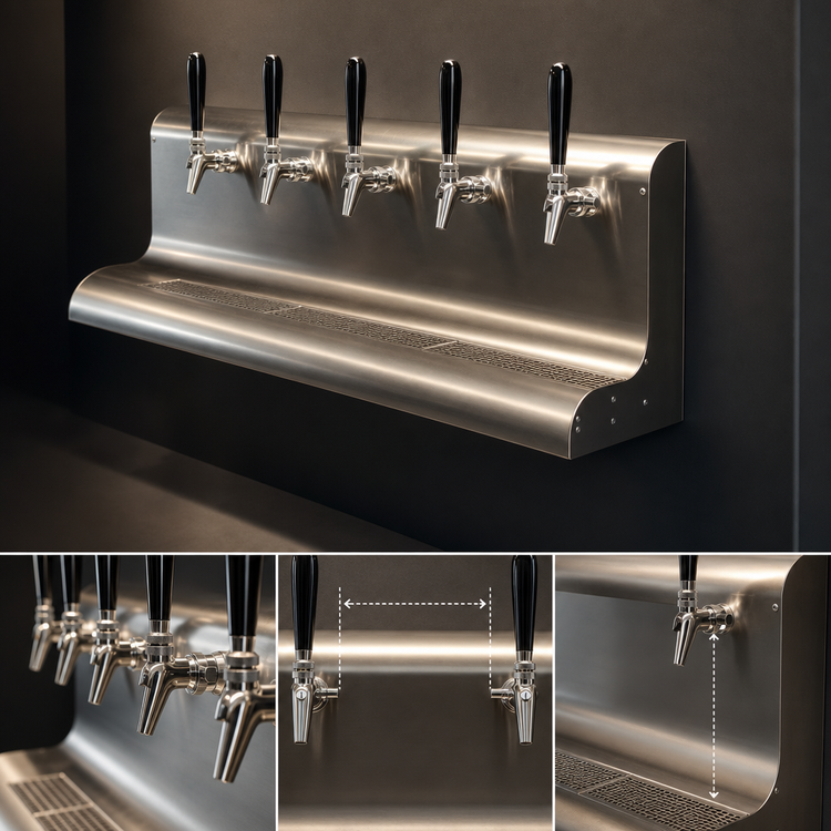Product image #3 for Perlick 4076DN5 5-Faucet Bottom-Exit Glycol-Cooled Wall-Mount Modular Draft Beer Dispensing Tower