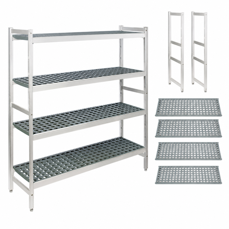 Product image #3 for Fermostock 4-Tier Polymer Starter Shelving Unit, 38 W x 22 D x 66 H, Gray