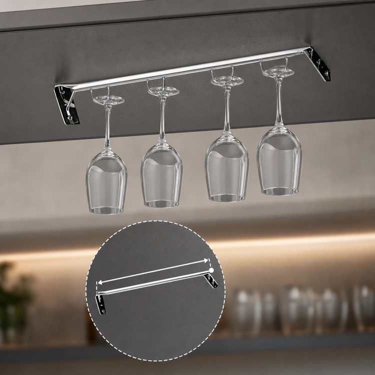 Product image #3 for Crestware 24-Inch Bright Chrome Ceiling-Mounted Glass Hanging Rack