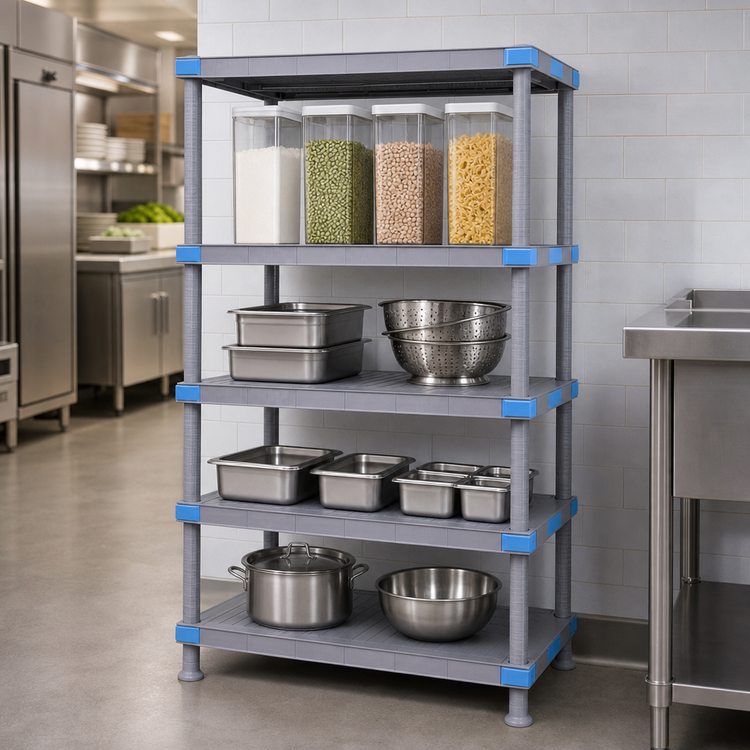 Product image #3 for Quantum Millenia Stationary 4-Shelf Solid Polymer Shelving Starter Unit, 36W x 24D x 50H, Gray