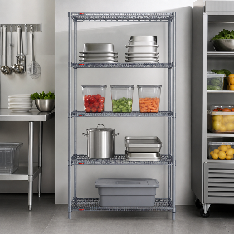 Product image #3 for Eagle Valu-Master 24 in W x 18 in D x 74 in H 4-Tier Wire Shelving Starter Unit, Pewter Gray Epoxy
