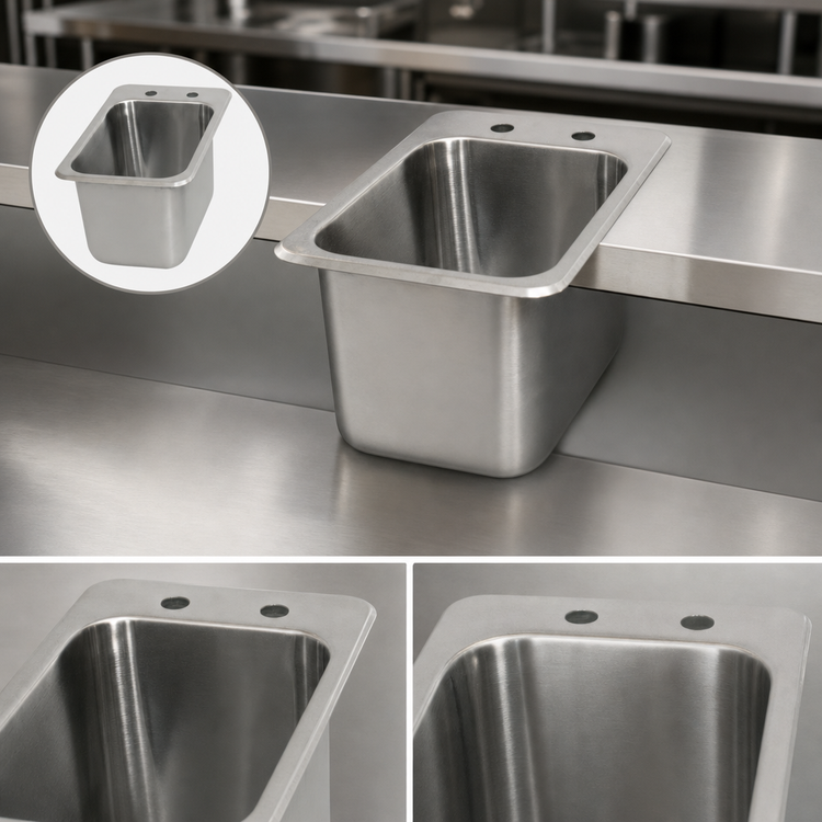 Product image #3 for BK Resources Single-Compartment Drop-In Sink with 10" x 14" x 9" Bowl, 304 Stainless Steel