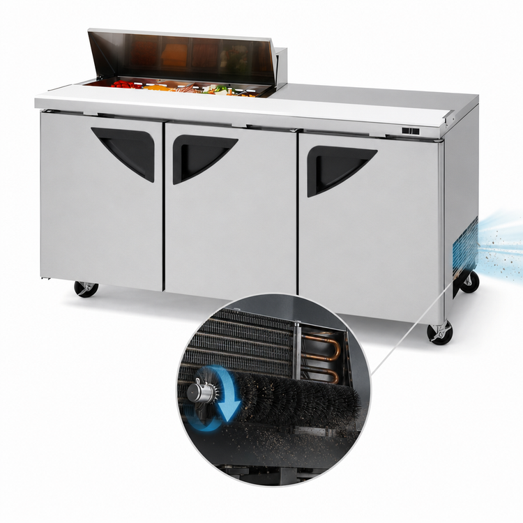 Product image #3 for Turbo Air Super Deluxe 72-5/8-Inch Three-Section Sandwich/Salad Prep Table with 10-Pan Opening