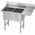 Thumbnail image #3 for Advance Tabco 2-Compartment Fabricated Stainless Steel Sink with 18-Inch Right Drainboard, 24 x 24 x 14 Bowls