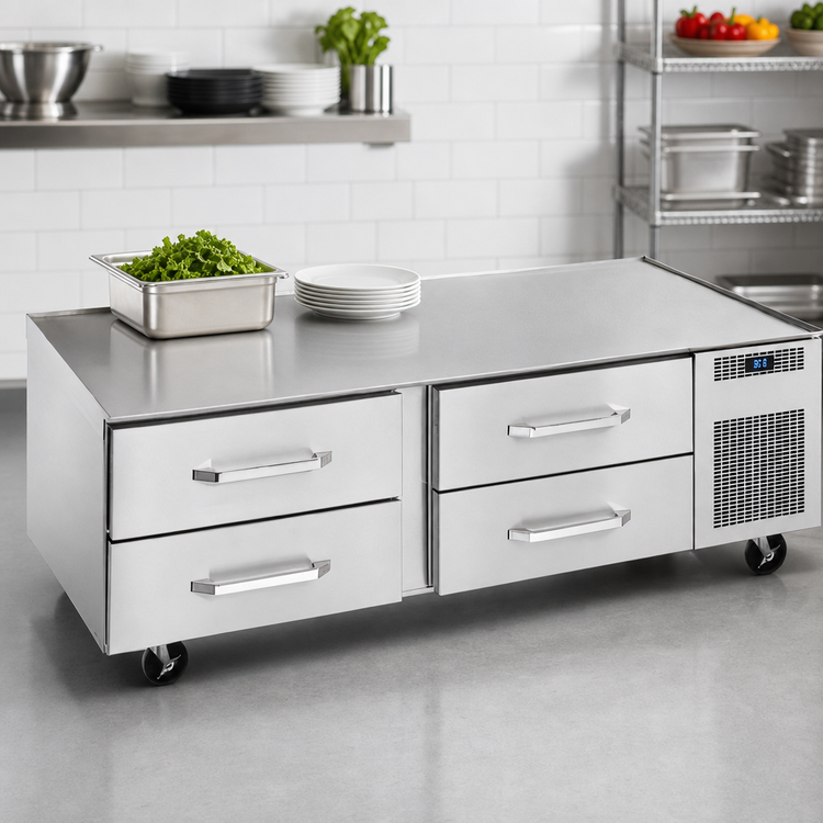 Product image #3 for Randell 38-Inch One-Section Refrigerated Chef Base Equipment Stand with 2 Refrigerated Drawers, Right-Side Compressor