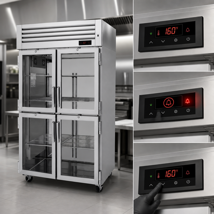 Product image #3 for Turbo Air PRO Series Two-Section Reach-In Heated Holding Cabinet with 4 Glass Half Doors