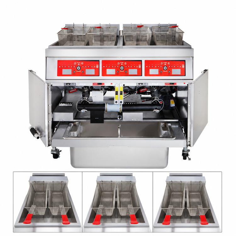 Product image #4 for Vulcan 3ER85CF 63-Inch Triple Vat Electric Floor Fryer with Programmable Computer Controls and Filtration