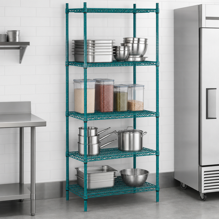 Product image #3 for Advance Tabco Special Value Series Stationary Wire Shelving Unit, 48-Inch Wide, Green Epoxy, 4 Shelves